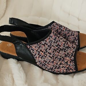 bernie mev. Multicolor Woven Slingback Sandals